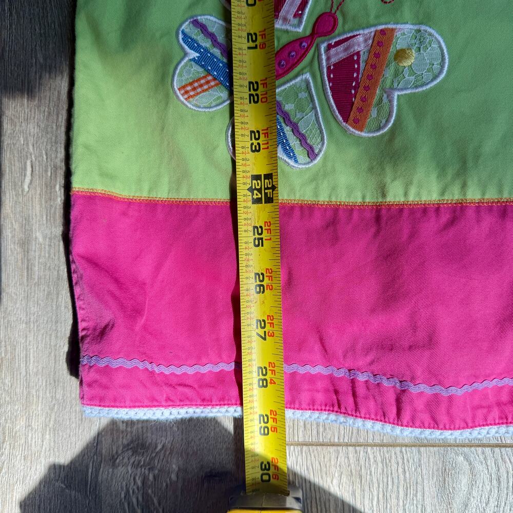 Talbots Kids Girls Size 8 Butterfly Applique Shift Dress Lime Green Pink Cotton - Picture 8 of 8